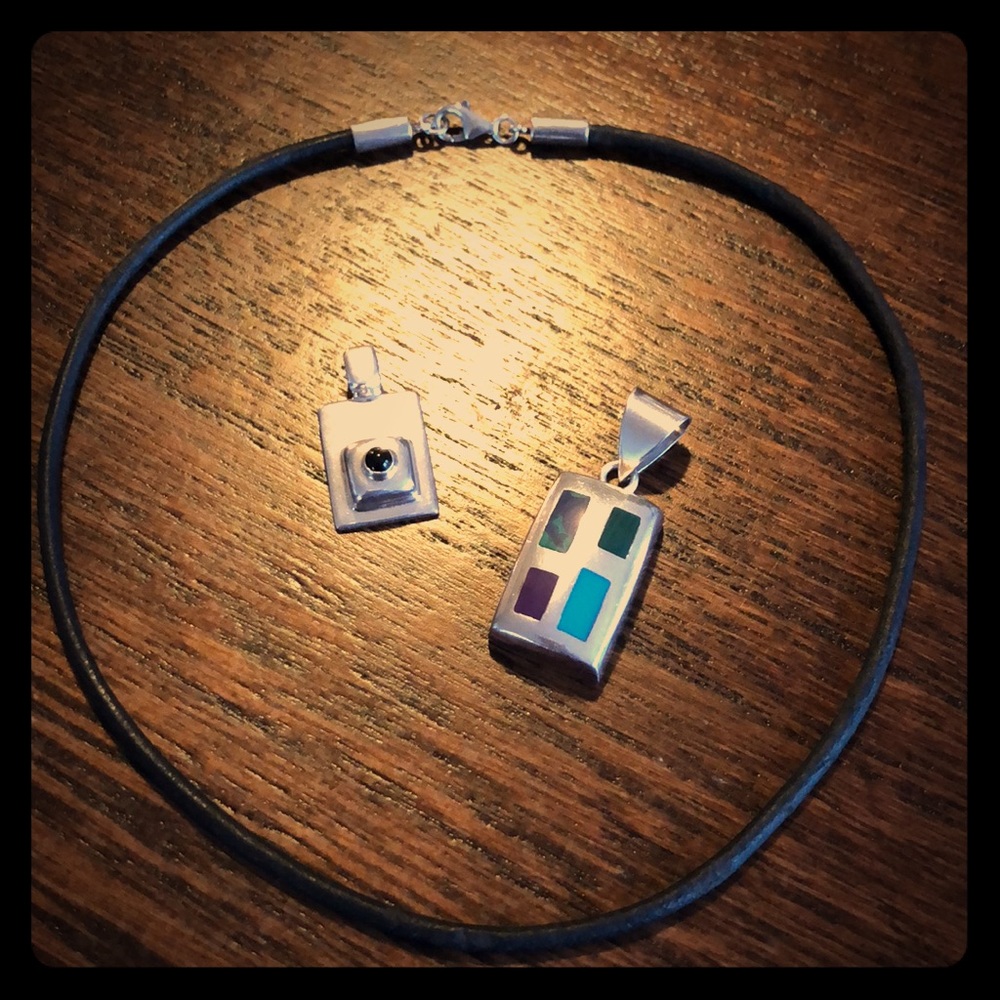 SILPADA Leather Choker & Sterling Silver Pendents